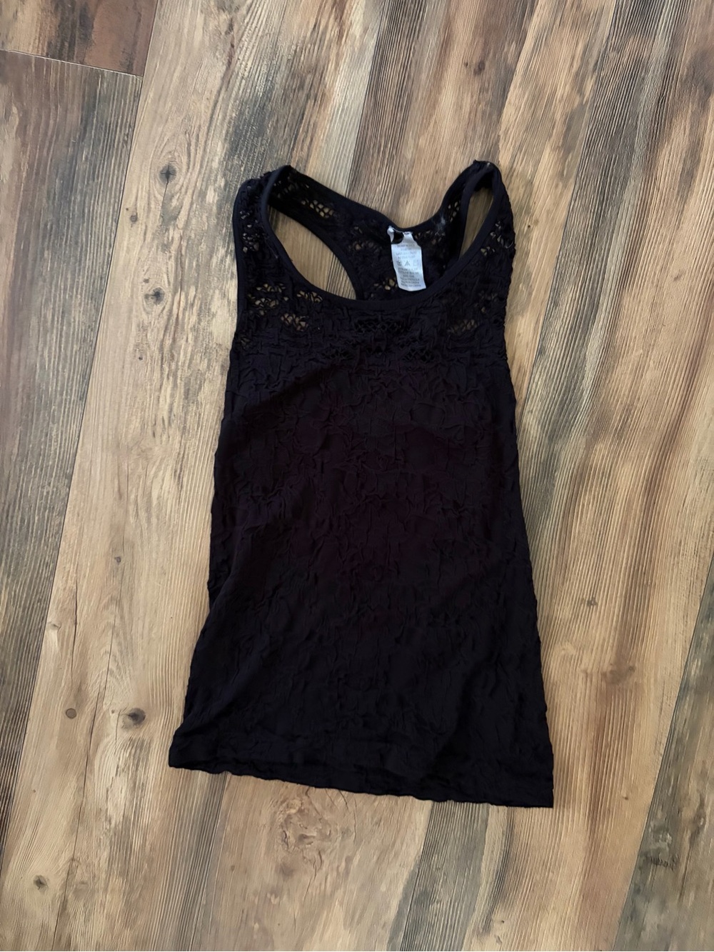 Black Lace Racerback Tank Top - Women